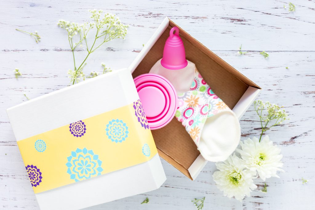 Cloth menstrual bag and cup - Holistic and complementary relief for PMS and menstrual cramps