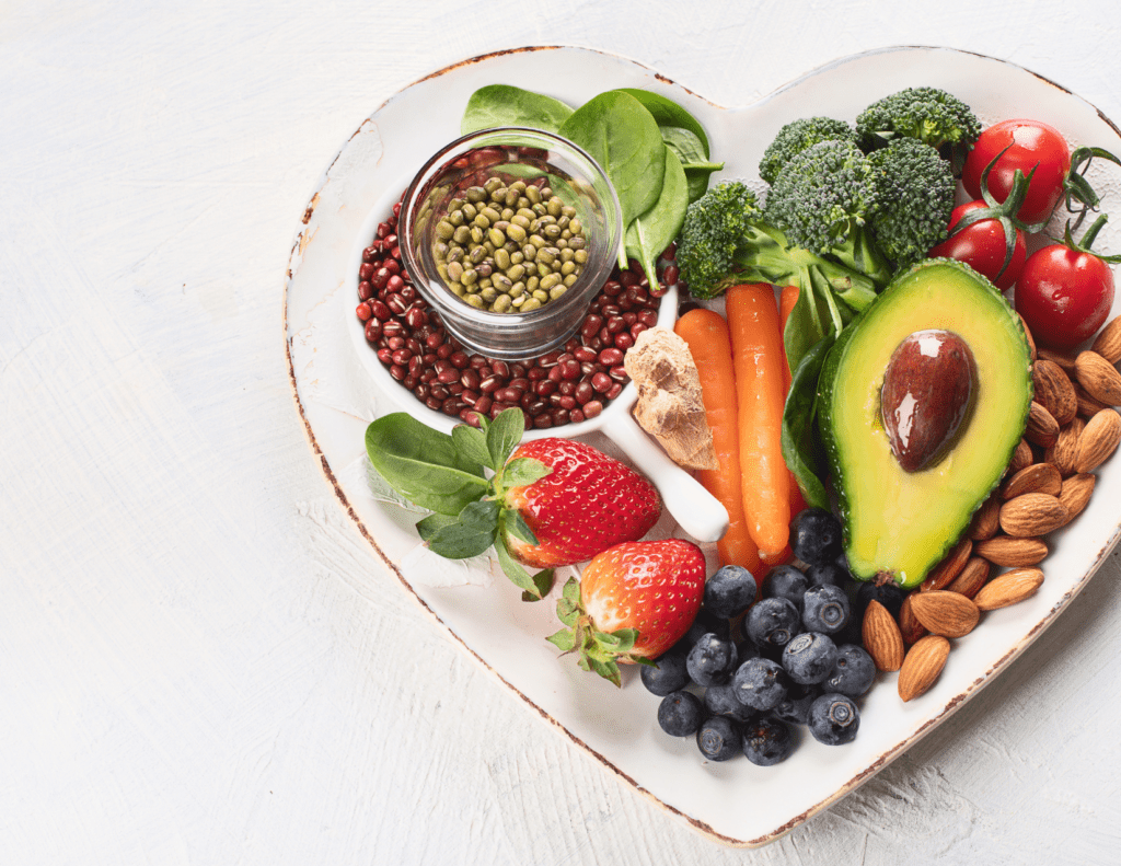 Is eating meat ethical - arguments for and against a vegan lifestyle. Plate of plant-based food.